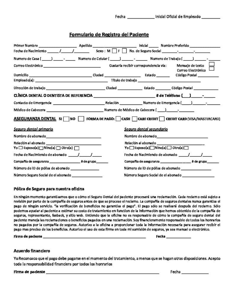 Spanish Registration Form