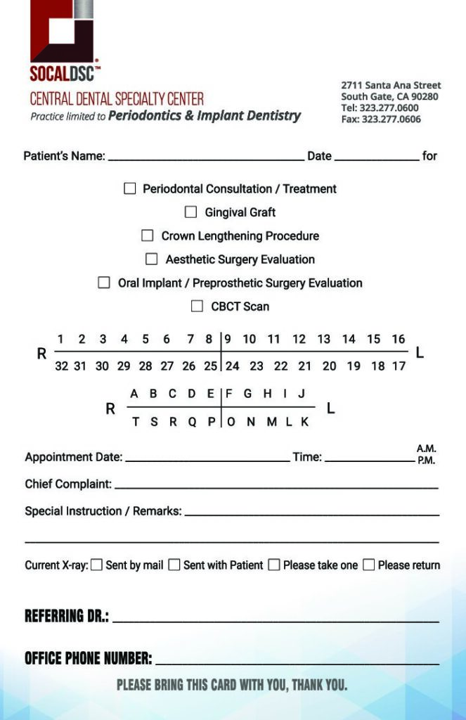 periodntics referral form.